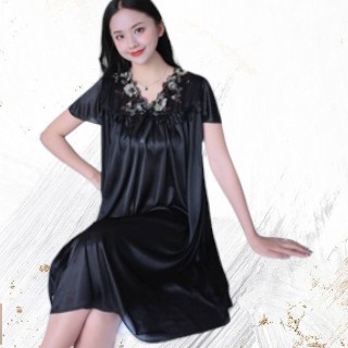 { MyReseller } Daster Kekinian Homewear Jumbo Women Dewasa Deep V-Neck Brukat Bunga Cantik Sweet Ren