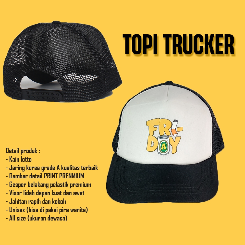 COD - AA-15 Topi Trucker Hat Jaring Distro Snapback Baseball Pria Wanita Motif Gambar Distro Font Lo
