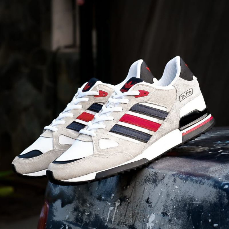 Adidas ZX 750 Grey Navy Red Original Material - Sepatu Pria