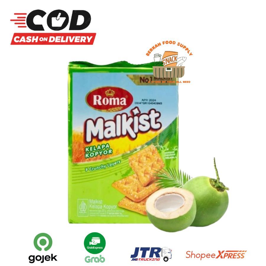 

( BERKAH ) Malkist Roma Jumbo Kelapa Kopyor 200 Gr 7 Crunchy Layers Dengan Taburan Kelapa Snack Dengan Taburan Kelapa Snack Anak Snack Murah