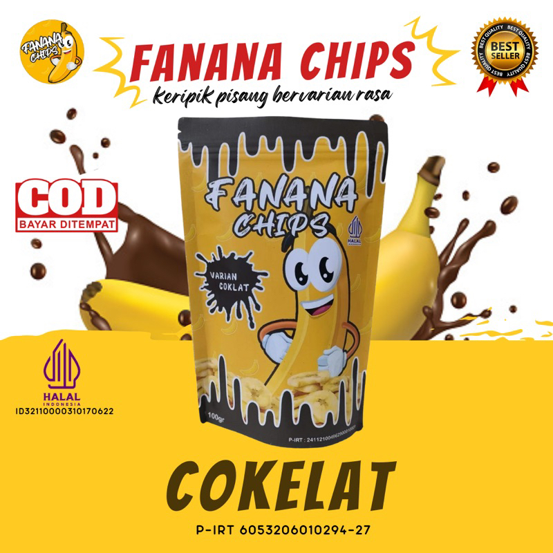 

keripik pisang tabur varian coklat fanana chips
