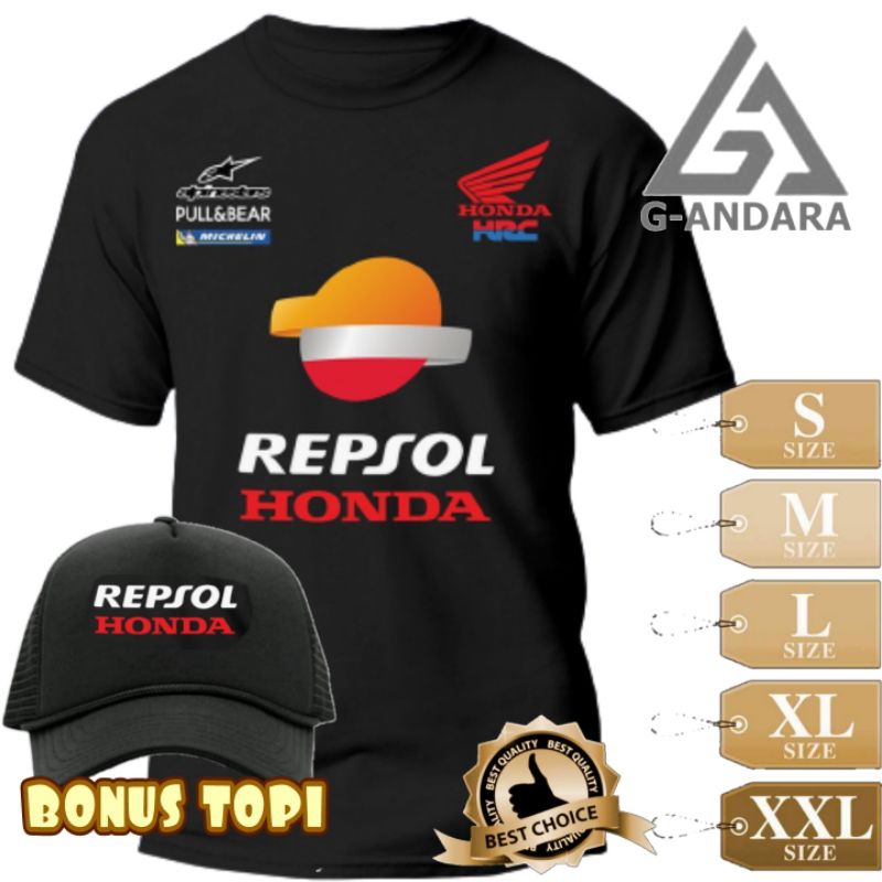 KAOS OTMOTIF REPSOL HONDA DISTRO PRIA BONUS TOPI