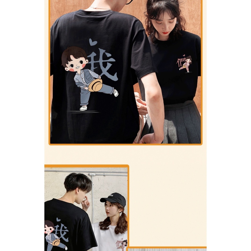 BAJU COUPLE T-SHIRT FASHION PRINTING HEABEY KATUN 100% IMPORTIR KOREA OVERSIZE NORMAL STYLE