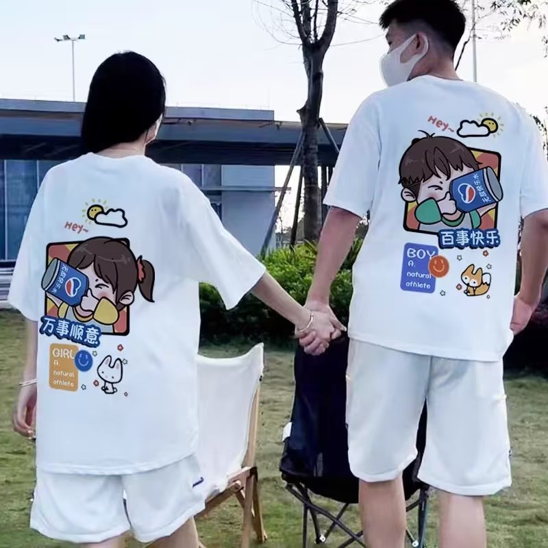 BAJU COUPLE T-SHIRT FASHION PRINTING KARTUN KATUN 100% IMPORTIR KOREA OVERSIZE NORMAL STYLE