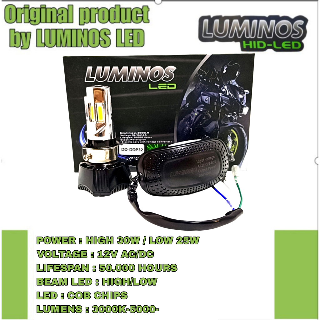 LAMPU LED LUMINOS ORIGINAL 6 SISI LAMPU DEPAN LED AC / DC MOTOR MERK LUMINOS ORIGINAL