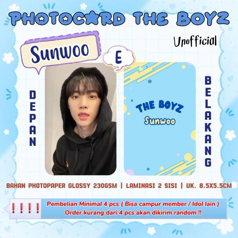 Photocard THE BOYZ - SUNWOO / Photocard Unofficial / Photocard  SUNWOO THE BOYZ / PC SUNWOO / THE B 