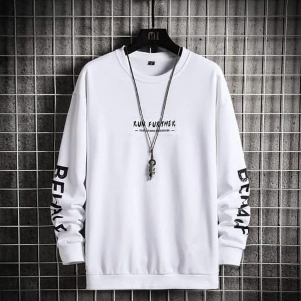 GROSIR  Bisa COD Sweater Keren Promo Sale Kaos Pria Kekinian Run Further Crewneck Pria Terbaru Baju 