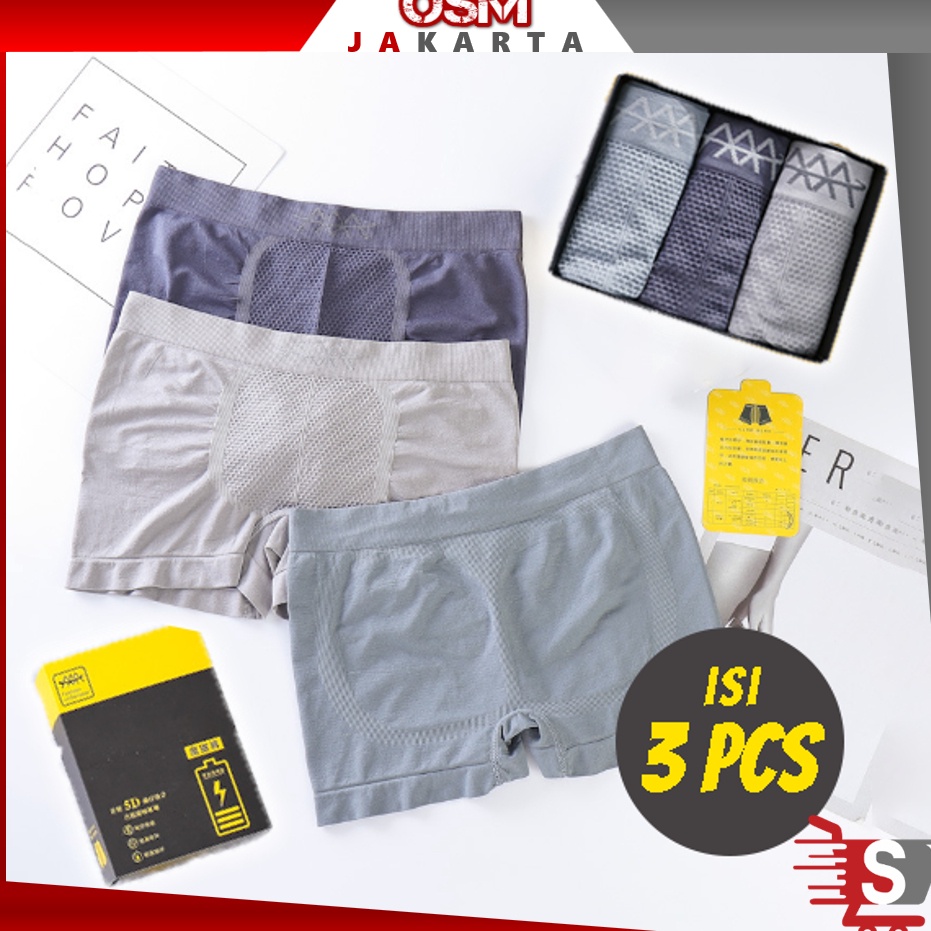 ORIGINAL OSM JKT C5835 Celana Dalam Pria 3Pcs WARNA RANDOM  Celana Dalam Pria Seamless  Boxer Pria I