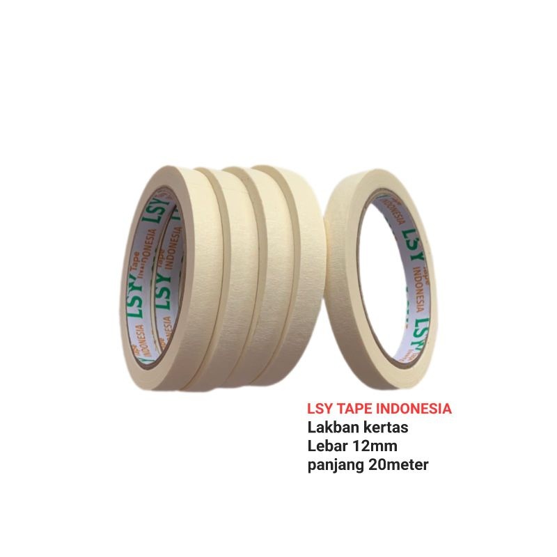

LSY Masking Tape 12mm x 20meter Full | Lakban Kertas Serbaguna ( CHO )