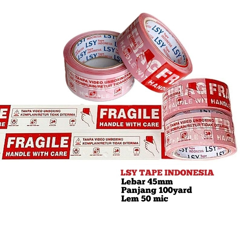 

LSY Lakban Fragile Unboxing 45mm x 100yard Full Super Lengket 50mic