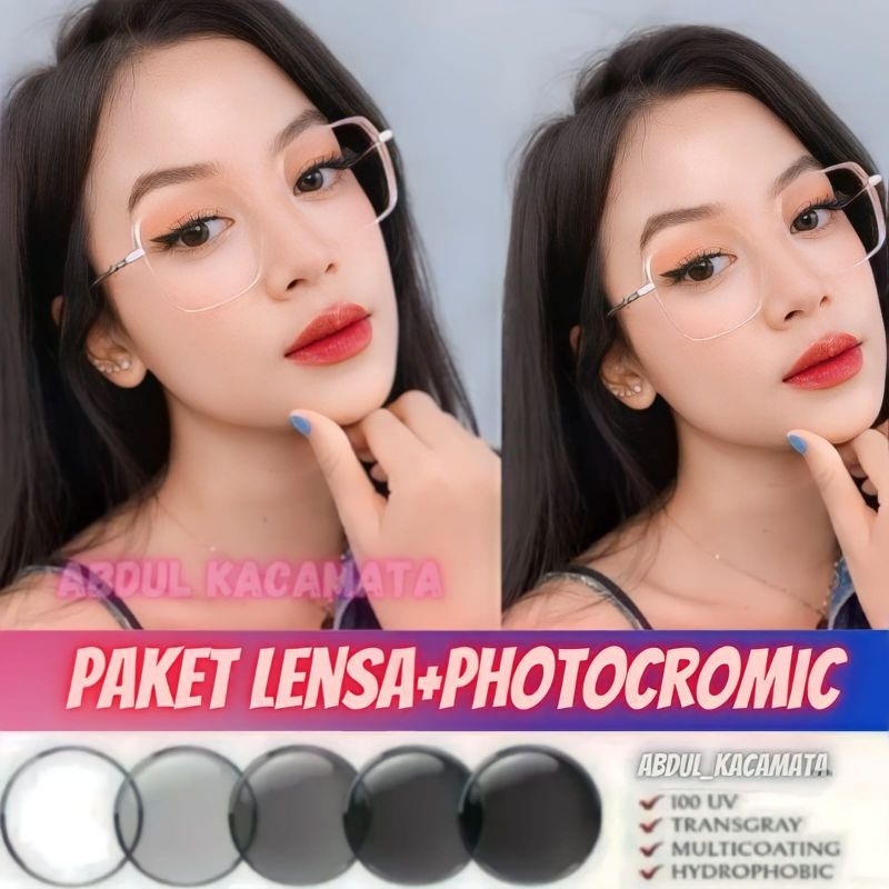 KACAMATA CEWEK paket frame gratis lensa PHOTOCROMIC ANTIRADIASI UV kacamata minus, normal