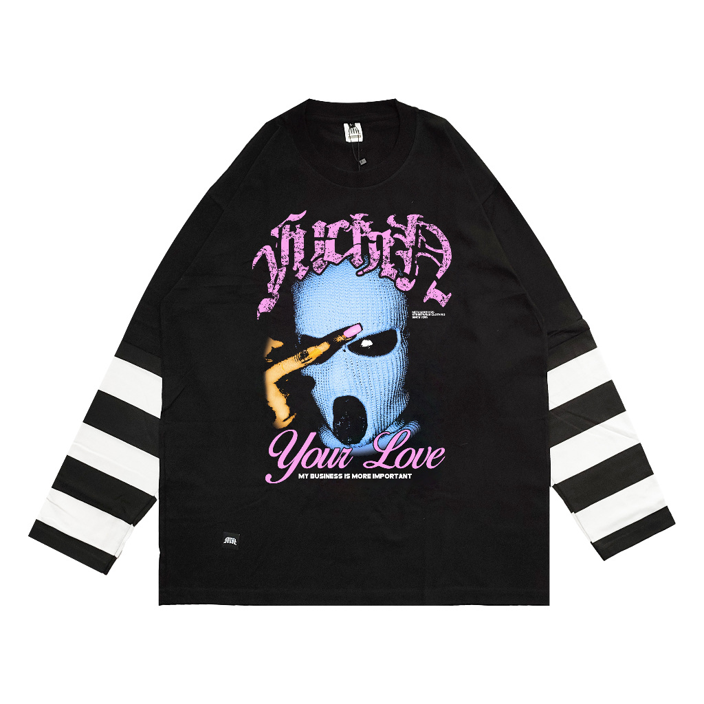 Metamorfosis Clothing - Longsleeve Oversized Tshirt Double Layer Clova Black Cotton Combed 24s / Str