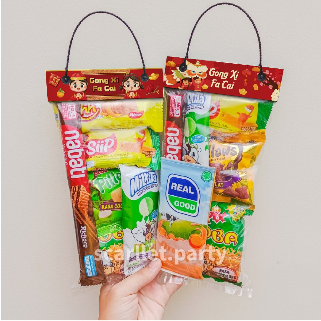 

[MINIMAL 10 PCS] GOODIE BAG IMLEK SNACK CHINESE NEW YEAR ANGPAO BINGKISAN PAKET CHIKI MAKANAN KADO NATAL TAS CHIKI WAFER