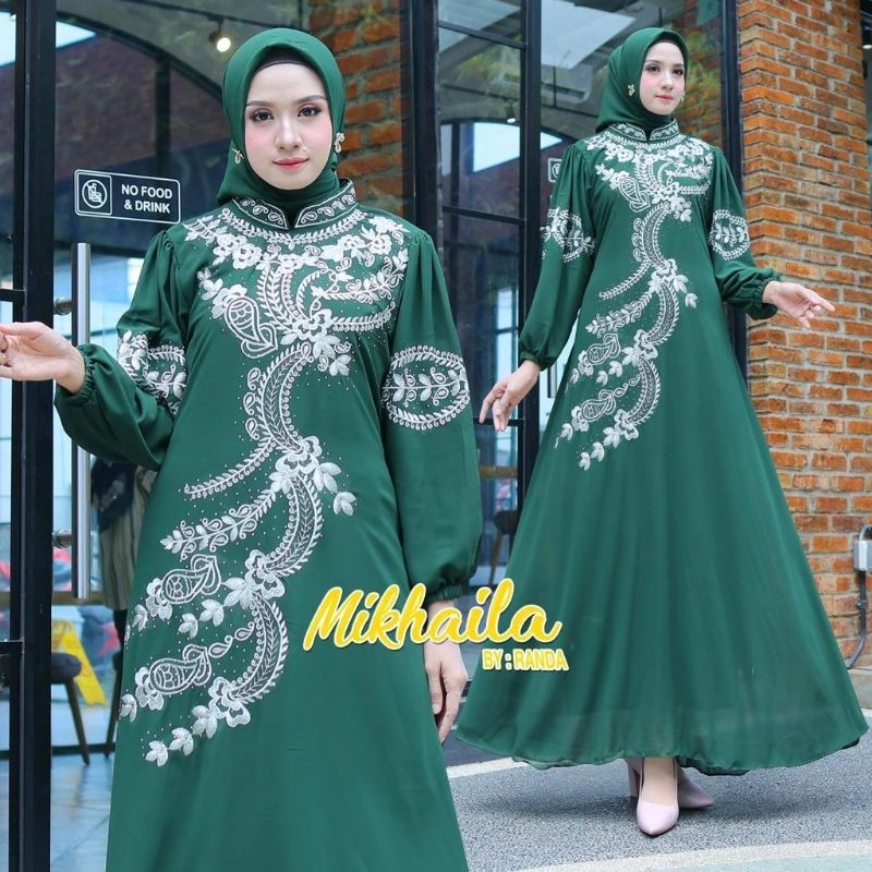 Gamis marwa set hijab bordir premium //Gamis ceruty set hijab bordir // Gamis terbaru ceruty bordir 