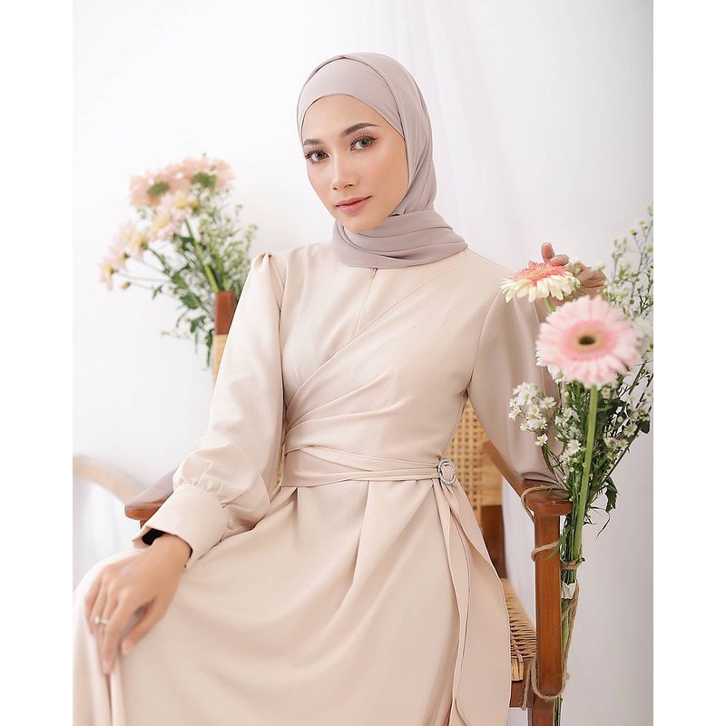 AYANA DRESS ,GAMIS REMAJA ELEGAN DRESS PESTA MEWAH SIMPLE KEKINIAN POLOS MUSLIM LENGAN BALON