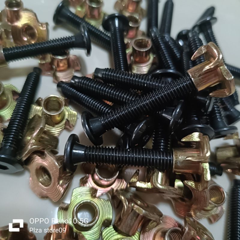100.pcs baut mur cakar m6 box speaker panjang 4cm full drat bahan baja asli anti karat baut mur spik