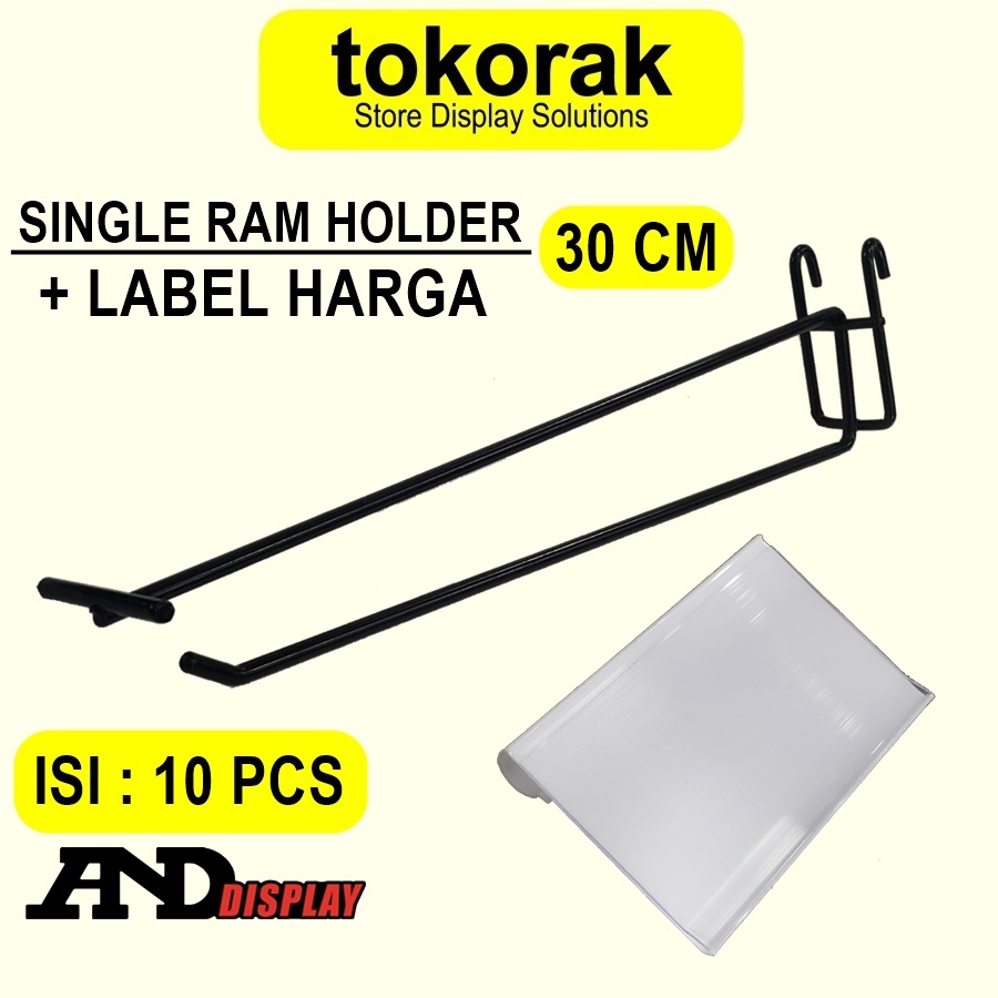 

HJK SINGLE RAM HOLDER 30CM / 10 PCS + LABEL HARGA 6CM CANTOLAN GANTUNGAN 30 CM PRICE TAG 6 X 4 CM
