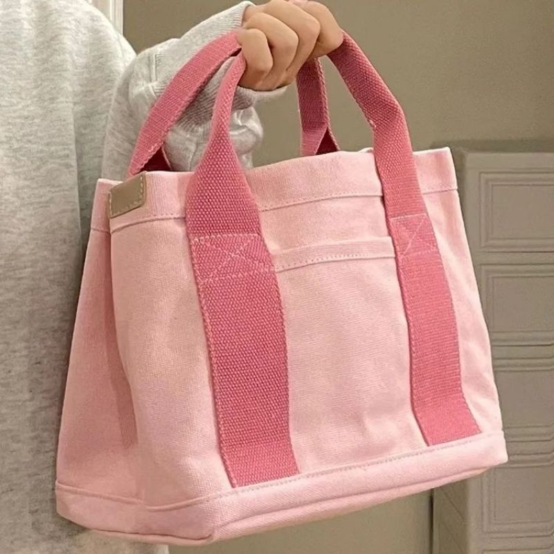 Tas Selempang Wanita Jumbo Pinky Bag Canvas Polos Traveling Tas Tenteng