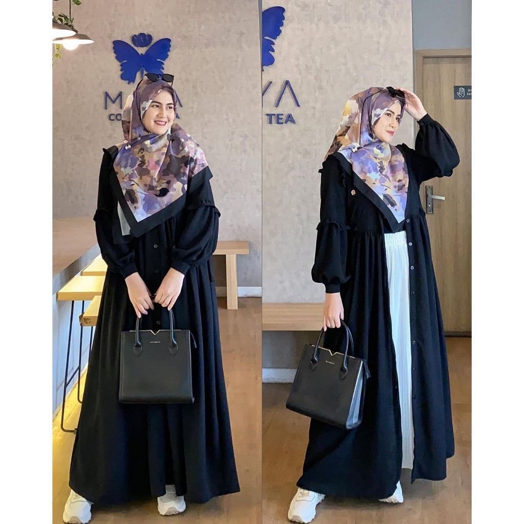 Dress Crinkle Airflow Adem Nyaman di Pakai Humaira Dress Kancing Depan Full Aktif  Fashion Muslim Wa