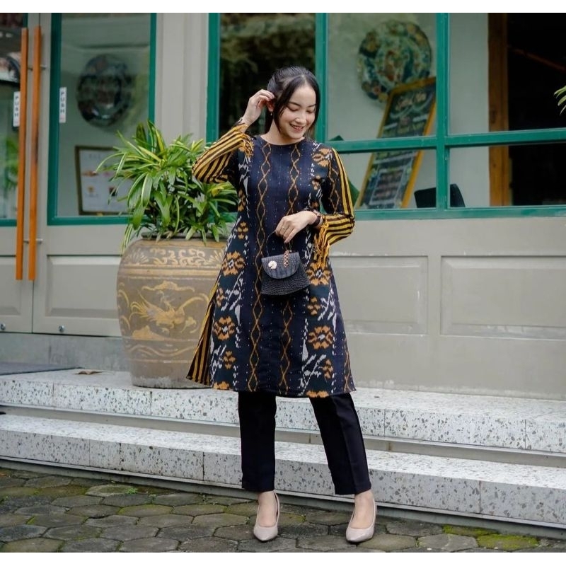 BAJU COUPLE TENUN - TUNIK TENUN - DRESS TENUN ATASAN TENUN MIX LURIK