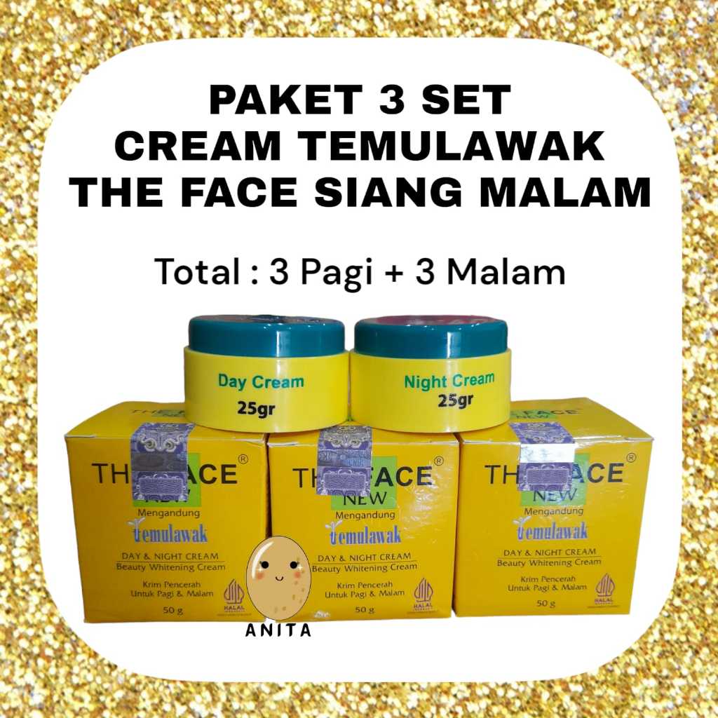 PAKET 3 CREAM TEMULAWAK THE FACE PAGI MALAM / KRIM SIANG MALAM THE FACE