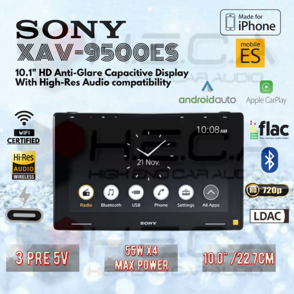 Sony XAV-9500ES Head Unit Hi-Res Audio Double Din Floating Tape Mobil