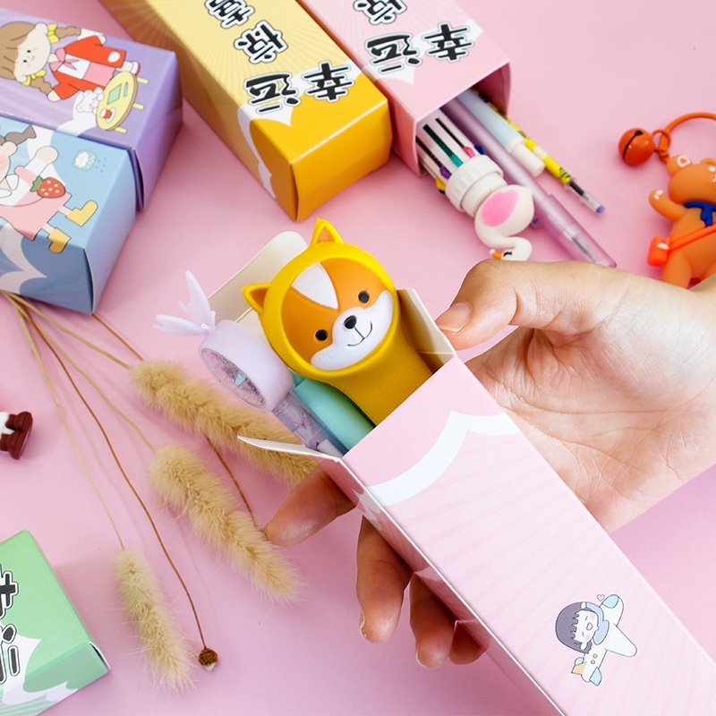 

Set Pen Alat Tulis Kartun Lucu dengan Gantungan Kunci Warna Warni Kado Hadiah