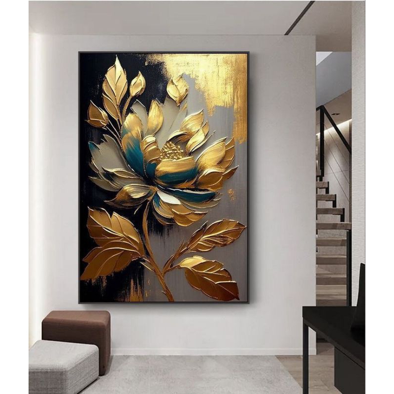 Lukisan dinding bunga aesthetic modern art