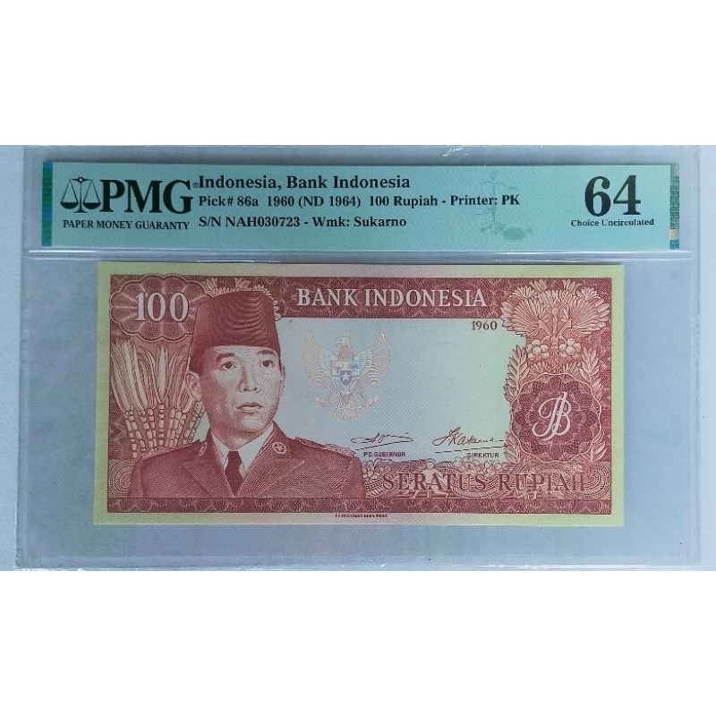 Uang Kuno 100 Rupiah Tahun 1960 Seri Sukarno PMG 64