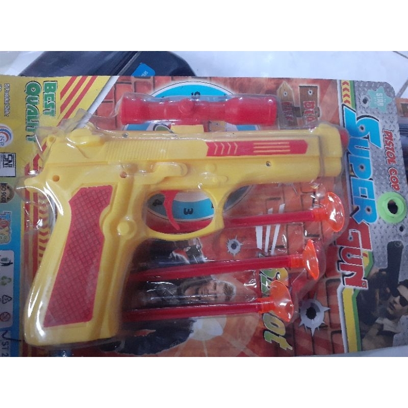 mainan pistol peluru karet nempel