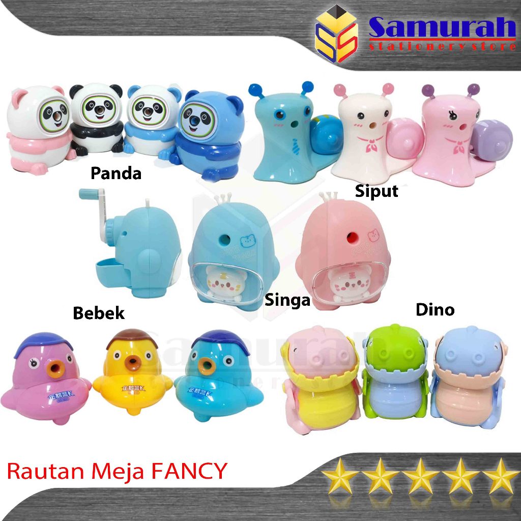 

Rautan Pensil Putar Fancy Motif Lucu / Pencil Sharpener Panda - Siput - Bebek - Dinosaurus / Serutan Meja Mekanik Manual