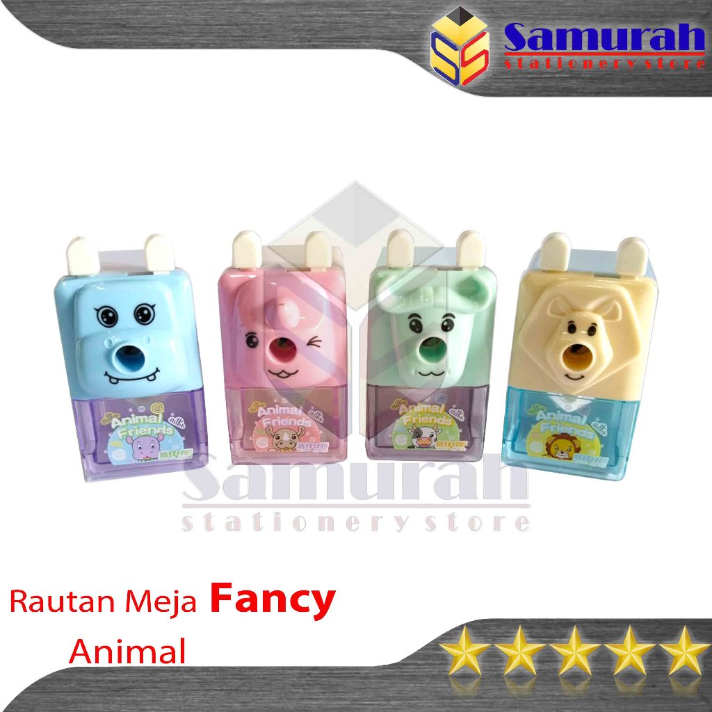 

Rautan Pensil Putar Fancy Motif Animal / Pencil Sharpener Sapi - Singa - Badak - Kuda Nil / Serutan Meja Mekanik Manual