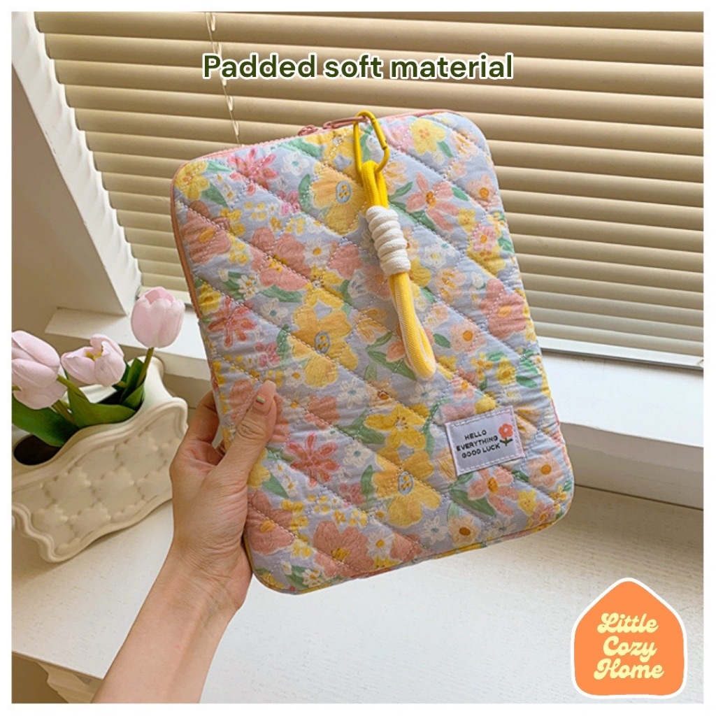 Hanami Floral Pastel Tablet 11 13 15 16 Inch Tas Laptop iPad Sleeve / Handstrap Tas Kantong Pelindung Sarung Cover HP Tablet 10.9 12 13.3 14 16 Sarung Pouch Cover Komputer Leptop Multifungsi / Macbook Air 13in Kulit Leather Case Sleeve Mac Book