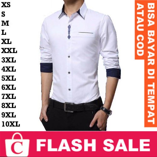 FortKlass FORTGLASS RISRUS FASHION Snowshop Kemeja Cowok Hem Pria Jumbo BigSize Panjang Polos Kanton