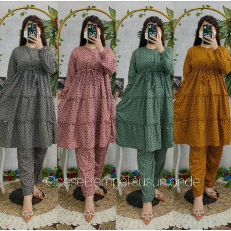 SETELAN VOXY VIOLA MOTIF POLKA/SETELAN VOXY POLKADOT/SETELAN KEKINIAN