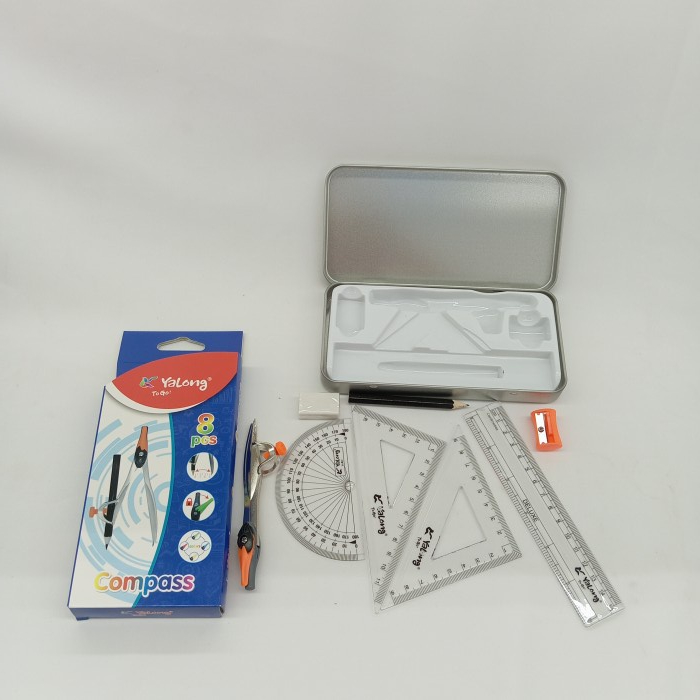 

8 In 1 Match Set Jangkar Busur 360 Derajat/Metal Compas 8 in 1 Jangka Set Matematika Set Penggaris Kompas Sekolah