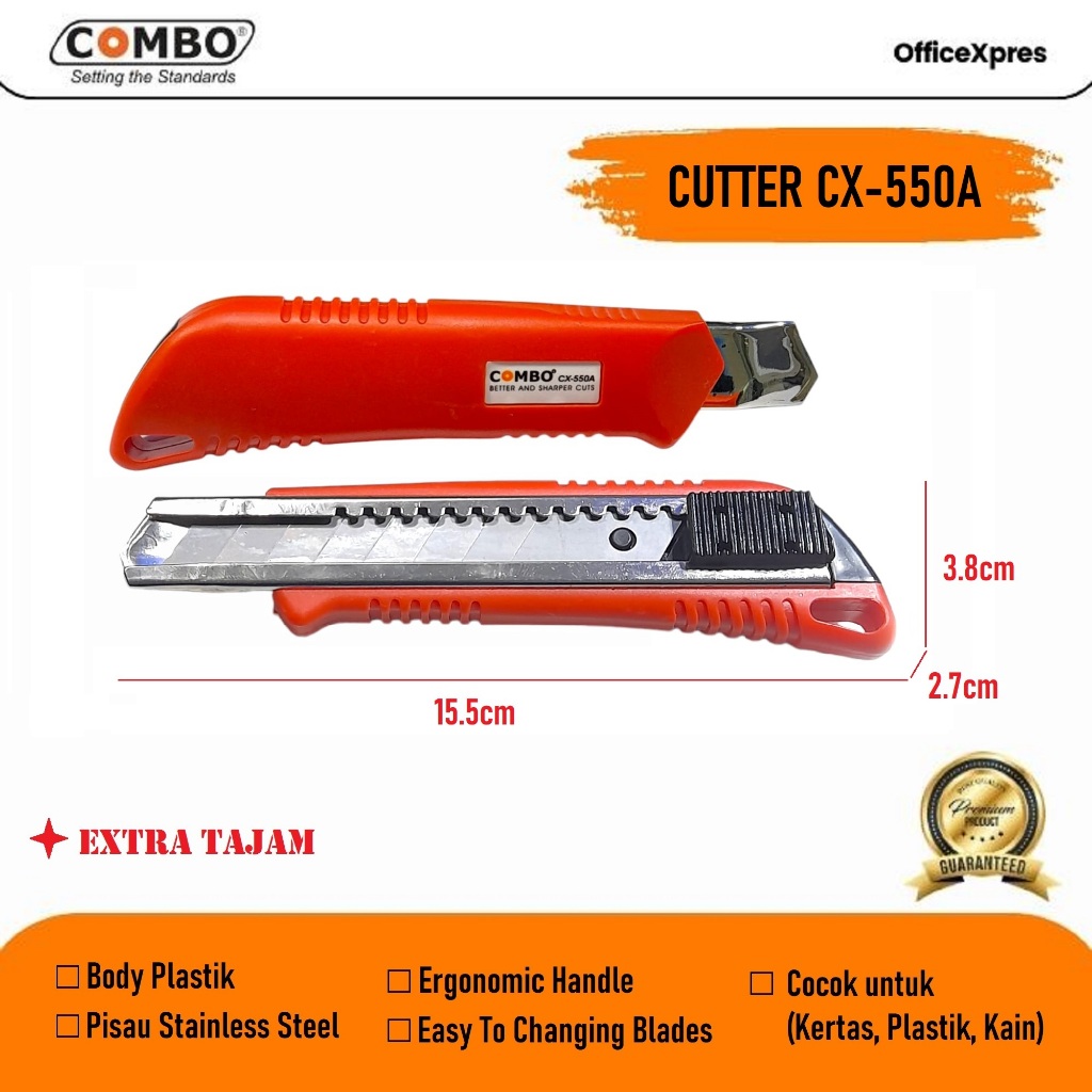 

Cutter Besar / Pisau Cutter / Kater Pemotong Kertas CX 550A Combo
