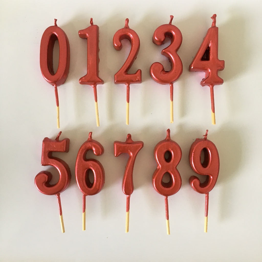 Lilin Ulang Tahun | Lilin MERAH CHROME | Lilin Angka MERAH METALIK KECIL | Lilin Chrome