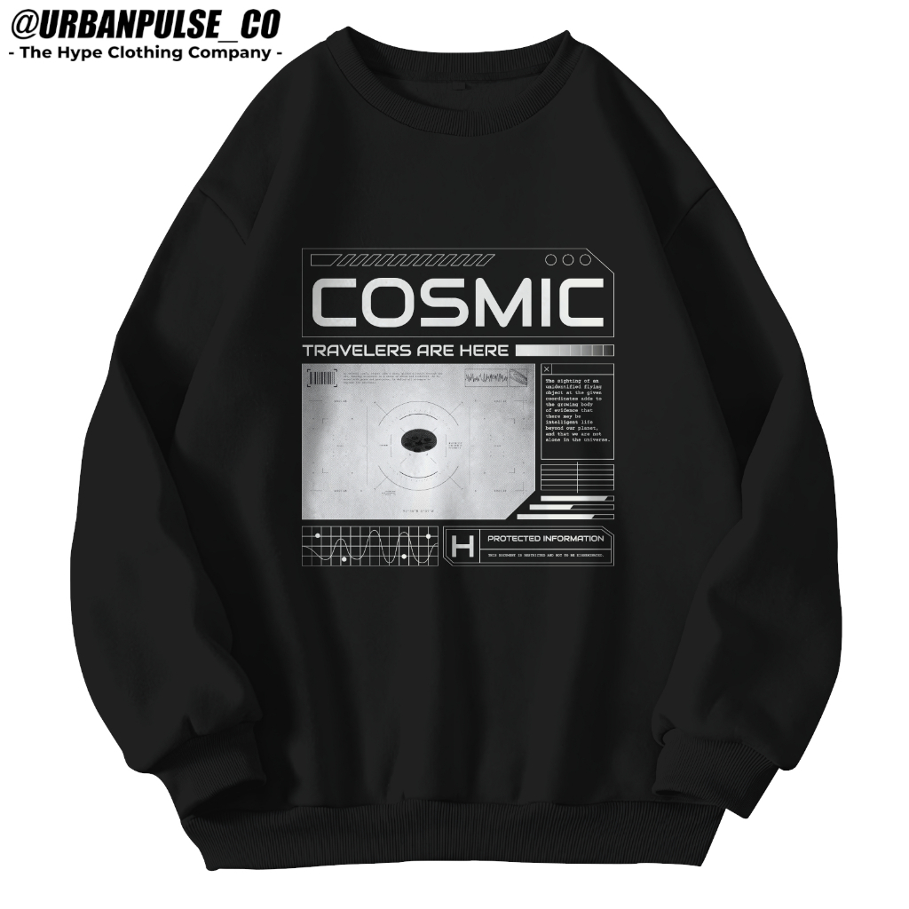 URBANPULSE Sweater Crewneck COSMIC Sweatshirt CSMC01 Cotton Fleece