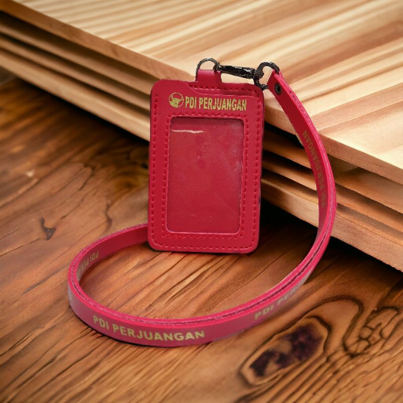 

Tempat id card kulit PDI perjuangan lanyard id card holder pdi