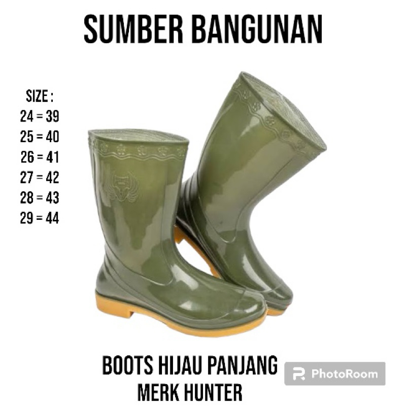 SEPATU BOOTS / SEPATU BOOT / SEPATU BOOTS SAFETY HIJAU / SEPATU BOOTS PANJANG MERK HUNTER