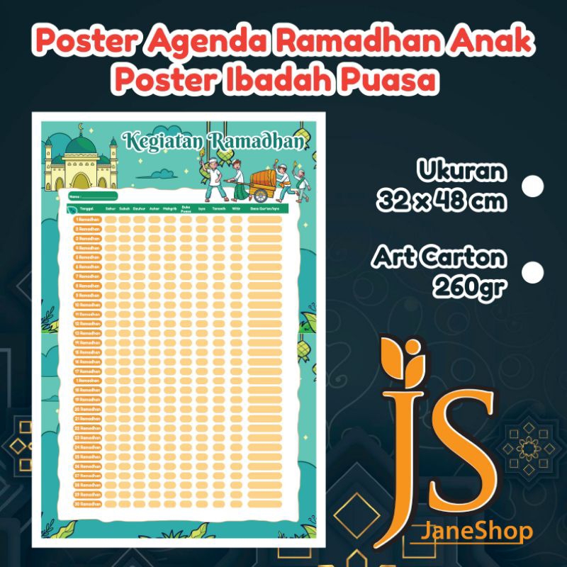 Poster Agenda Ramadhan Anak / Poster Ibadah Puasa
