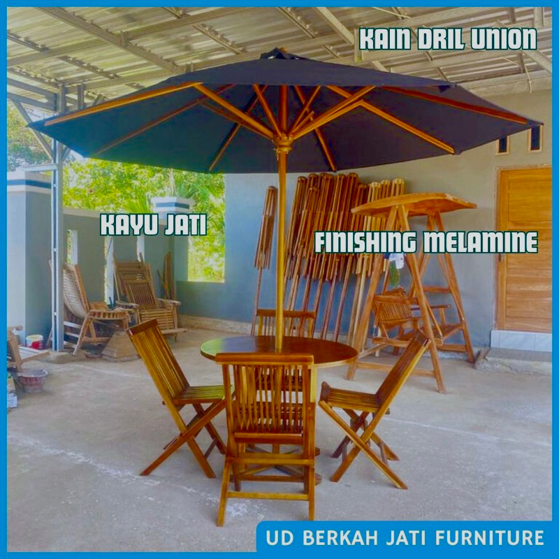 payung taman outdoor, tenda payung cafe, payung jati , payung pantai hotel villa dan restoran, meja 