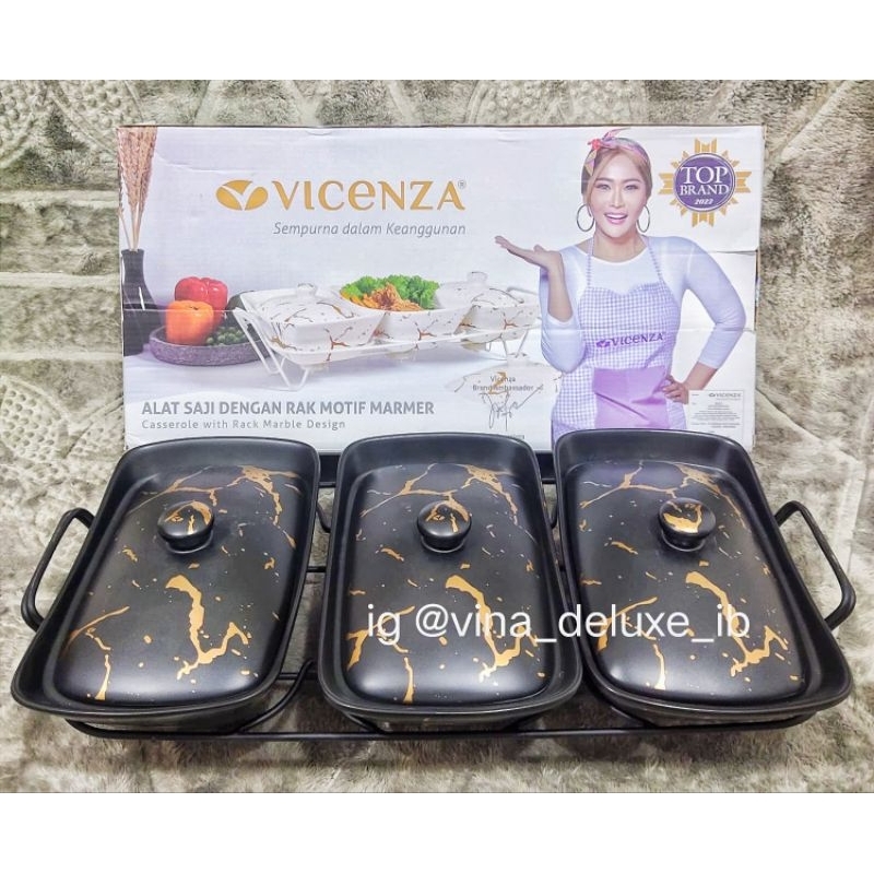 Prasmanan Triple Vicenza Marmer (Pink, Putih, Hitam)