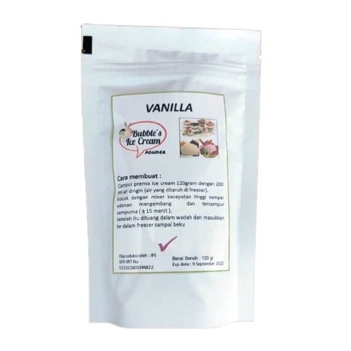 

GROSIR Bubbles Ice Cream VANILLA 12gr premix instant powder frizco VANILA bubuk es krim