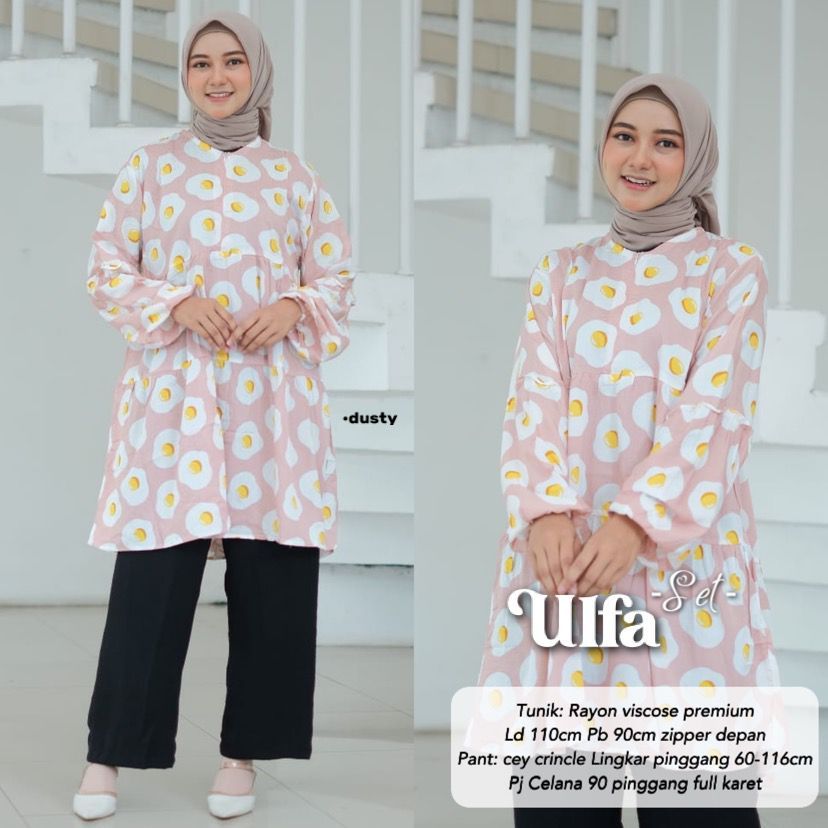 ELANOR SET JUMBO LONG TUNIK LD 115-120 // SETELAN LONG MOTIF KANTONG DUA // ONE SET ELANOR / SETCEL 