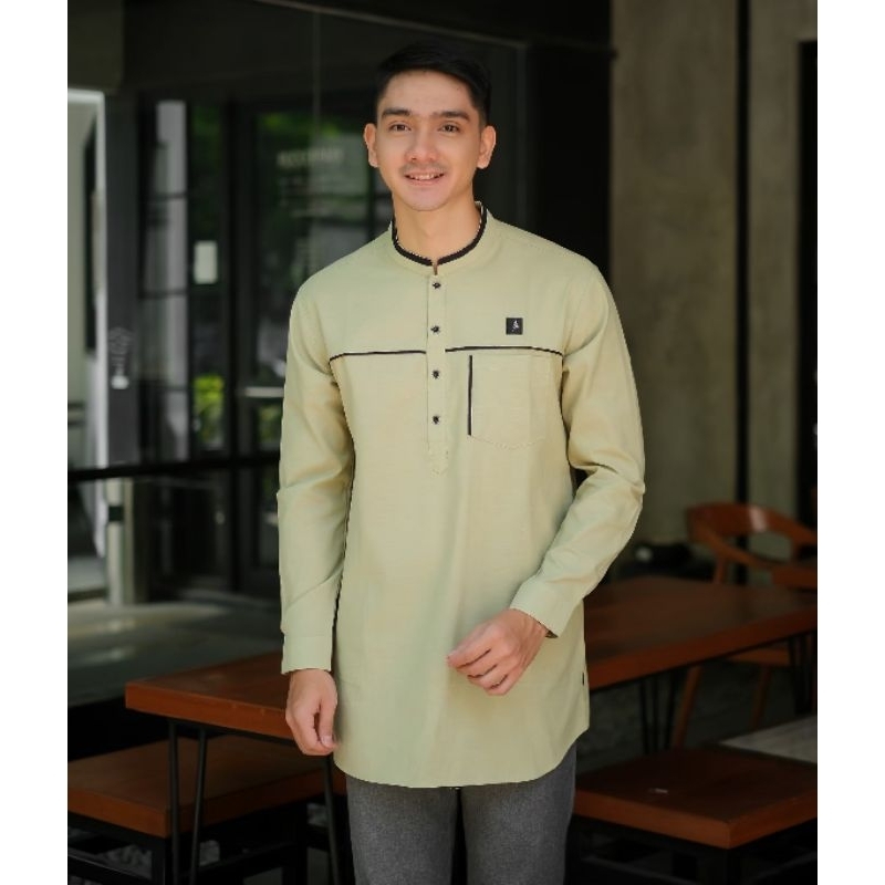 Kurta Pakistan Pria Lengan Panjang Sage Green Original Alanza