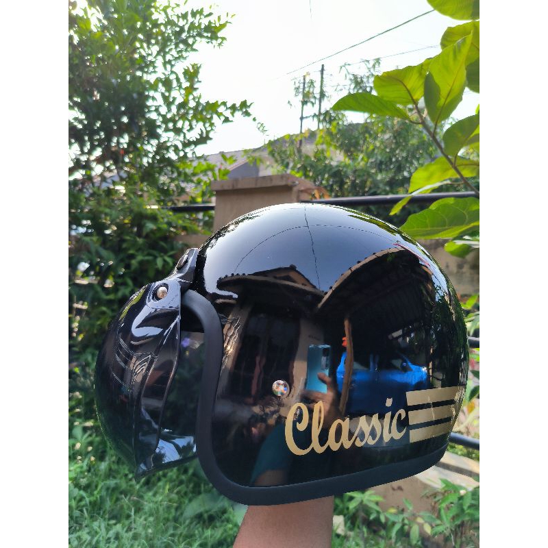 Helm Retro BOGO Ori Classic (ukuran S-M) full Pria Wanita