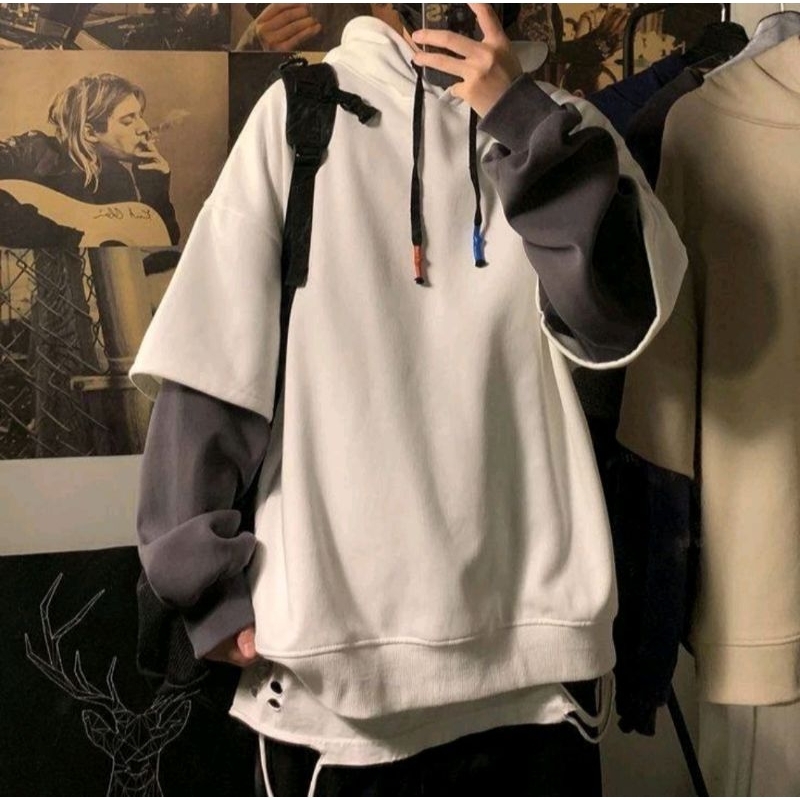 S - XXXXXL ( 6XL ) JAKET HOODIE KOMBINASI JUMBO BIGSIZE OVERSIZE JAKET FLEECE KOREAN STYLE PRIA WANI