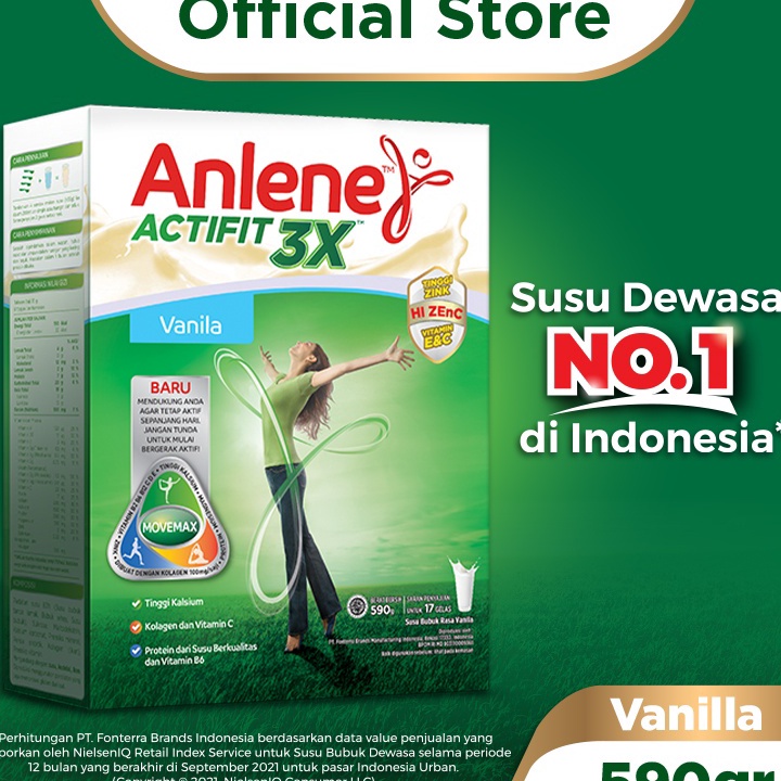 

TFRJ1896 SALE Anlene Actifit 3X Susu Bubuk Dewasa Vanila 59g Nutrisi Tinggi Kalsium Untuk Tulang Sendi dan Otot